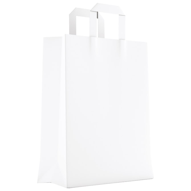 Vrećica ukrasna natron 32×45×16cm ravna ručka bijela